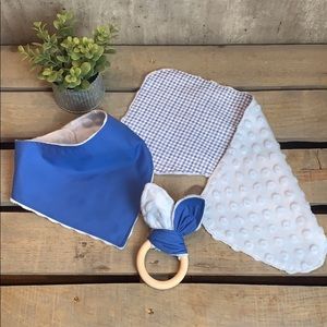 Gift Set~Burp Cloth, Bib & Bunny Ear Teether